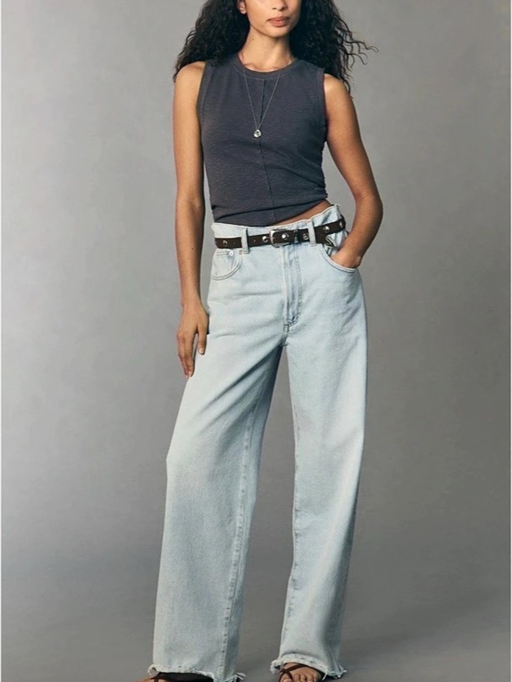 AGOLDE Lyonne Jean Wide Leg Cotton Jeans in Blue Waist 26